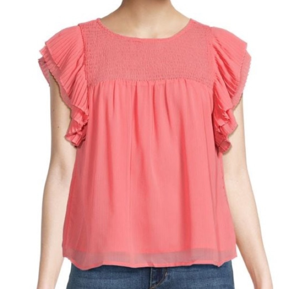 BB DAKOTA by Steve Madden Deep Lipstick Ruffle Top